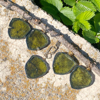 Olive Green Tourmaline Slice Earrings or Pendant